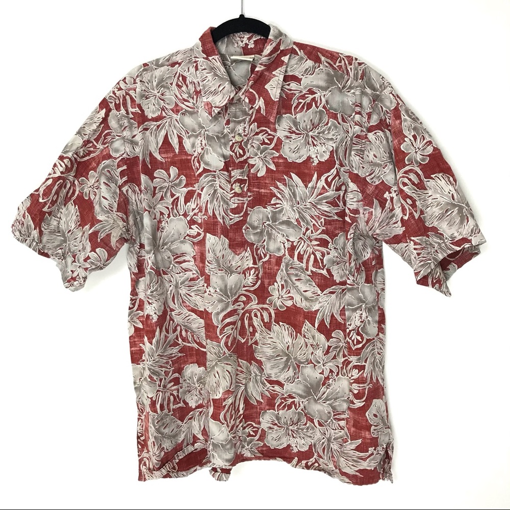 Go Barefoot Hawaiian Aloha Floral Popover Shirt